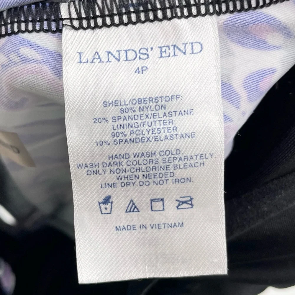 Lands' End Women's Tankini Top Size 4 Petite Blue Purple Paisley Print Underwire